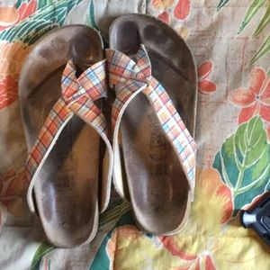 Birkenstock Birki’s size 41 in a  bright plaid.